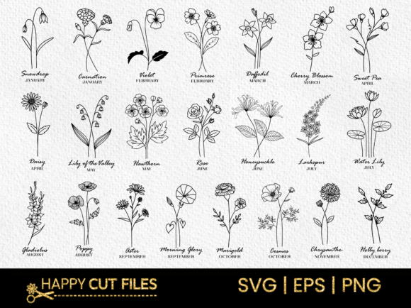 Download Birth Flower Svg Bundle Floral Clipart - Flower Collection