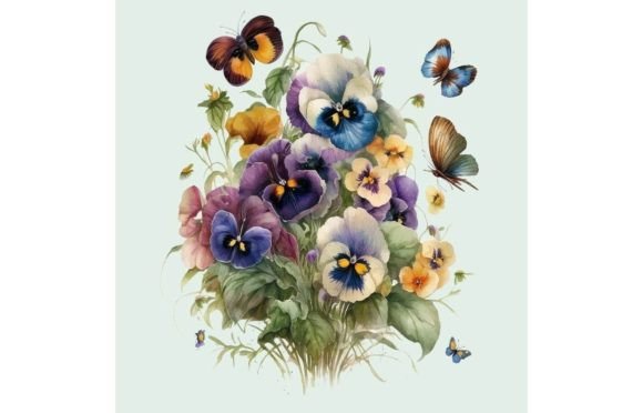 Download Watercolor Bouquet Pansy Flowers - Flower Collection