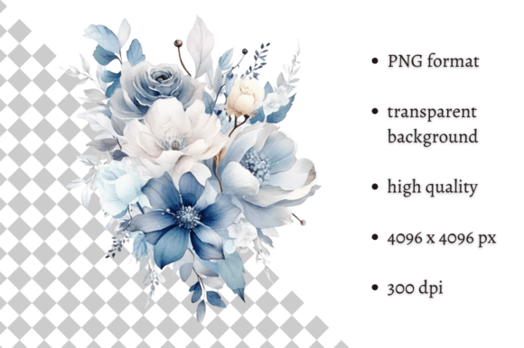Download Dusty Blue Flowers PNG Illustration - Flower Collection