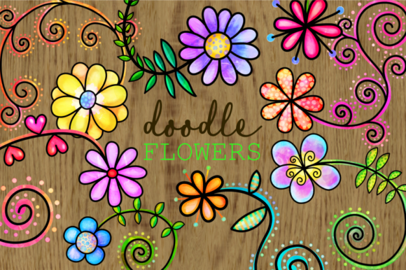 Download Hand Drawn Doodle Watercolor Flowers - Flower Collection