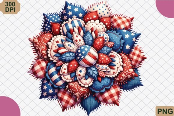 Download Patriotic Patchwork Flower PNG - Flower Collection