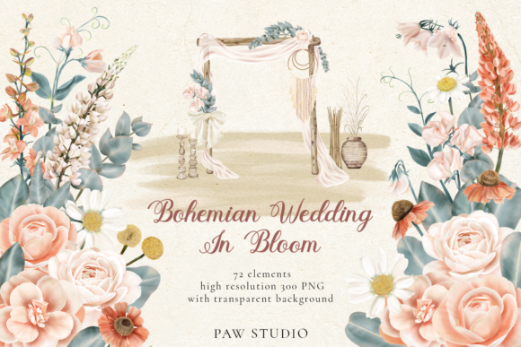 Download Bohemian Wedding Flowers Leaves Clipart - Flower Collection