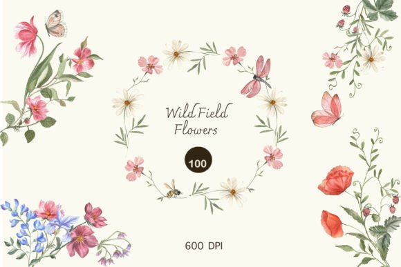 Download Watercolour Wild Field Flowers - Flower Collection