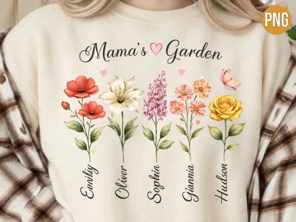 Download Mama's Garden Birth Flower PNG T-shirt - Flower Collection