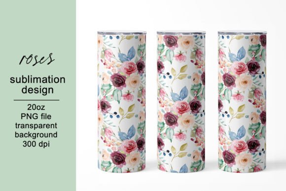 Download Tumbler Wrap, Watercolor Flowers, PNG. - Flower Collection