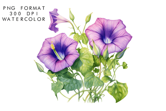Download Watercolor Morning Glory Flower - Flower Collection