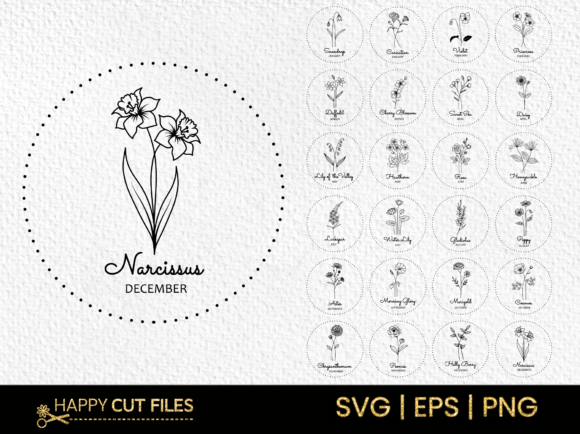 Download Birth Flower Svg Bundle Floral Clipart - Flower Collection