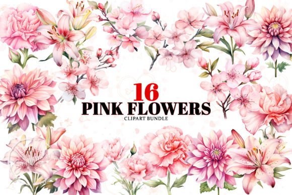 Download Pink Flowers Watercolor Sublimation - Flower Collection