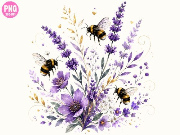 Download Wildflower Bee PNG, Lavender Bee Png - Flower Collection