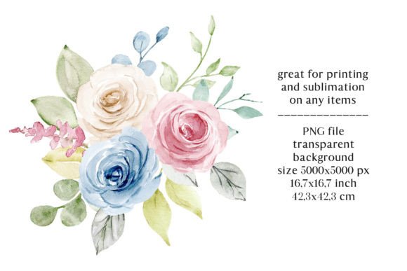 Download Pink, Blue Flowers Watercolor Bouquet. - Blue flowers watercolor Collection