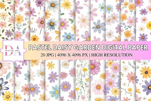 Download Pastel Daisy Garden Digital Paper - Daisy Collection