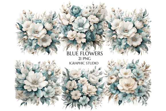 Download Teal Flowers PNG, Watercolor Blue Floral - Flower Collection