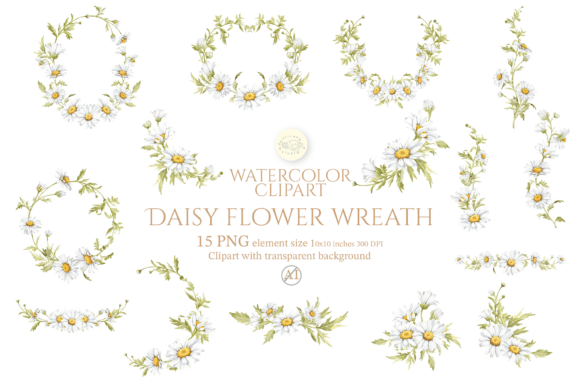 Download Daisy Wreath Clipart Set - Daisy Collection