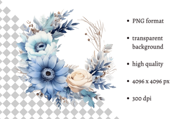Download Dusty Blue Flowers PNG Illustration - Flower Collection