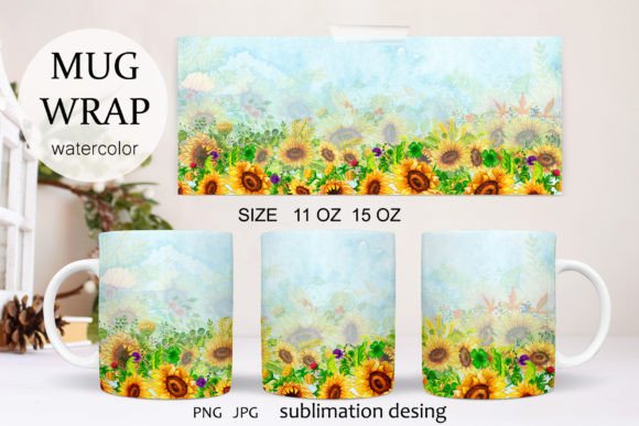 Download Mug Wraps Sublimation Sunflower 11- 15oz - Flower Collection