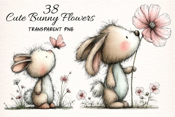 Download Cute Bunny Flowers Clipart - Flower Collection