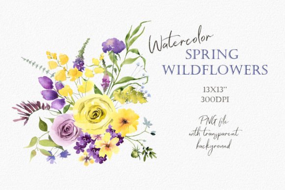 Download Watercolor Lilac Yellow Flowers Bouquet - Flower Collection