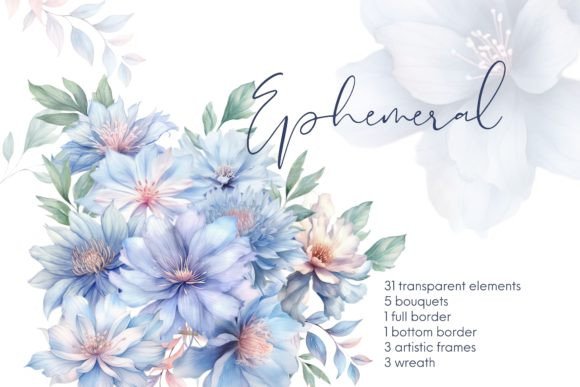 Download Watercolor Blue Flowers PNG - Flower Collection