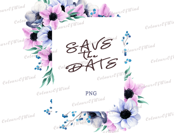 Download Watercolor Violet Anemone Flowers Frame - Flower Collection