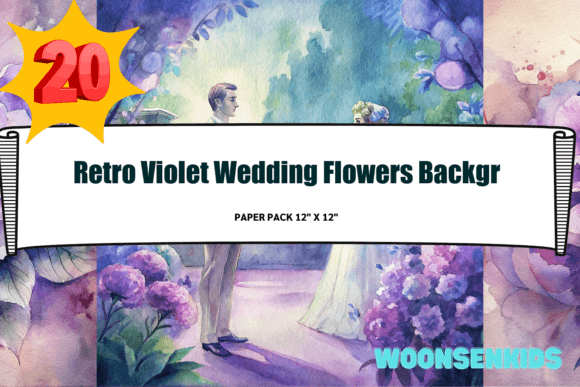 Download Top Retro Violet Wedding Flowers Background Watercolor Png Kdp Digital Paper - Flower Collection