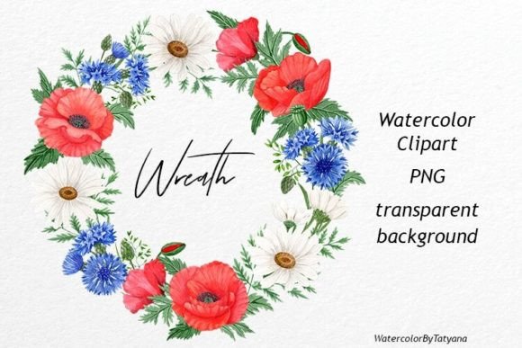 Download Watercolor Wreath with Wildflowers - Flower Collection
