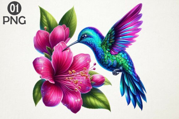 Download Hummingbird with Pink Flower PNG - Flower Collection