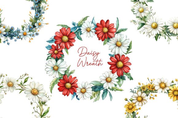 Download Daisy Watercolor Wreath Clipart - Daisy Collection