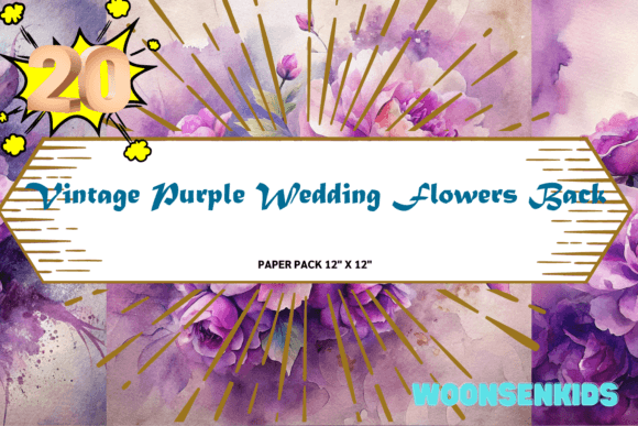 Download New Vintage Purple Wedding Flowers Background Watercolor Png Kdp Digital Paper - Flower Collection