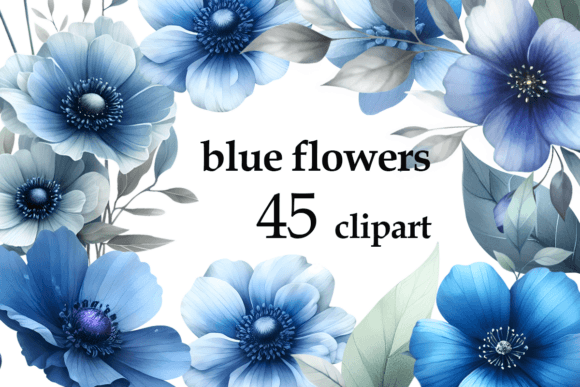 Download Watercolor Blue Flowers PNG Clipart - Flower Collection