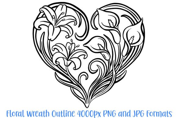 Download Lily Floral Flower Graphic Outline Heart - Flower Collection