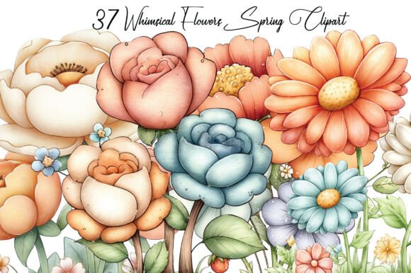 Download Whimsical Flowers Spring Clipart - Flower Collection