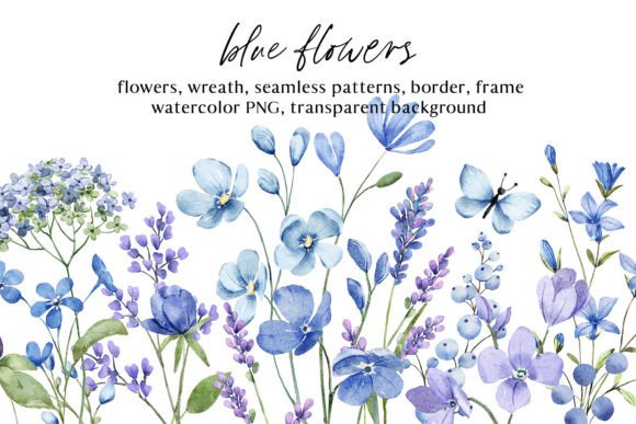 Download Blue Flowers Watercolor PNG Clipart. - Blue flowers watercolor Collection