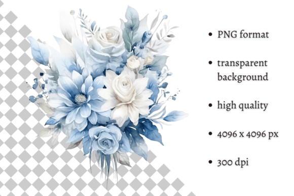 Download Dusty Blue Flowers PNG Illustration - Flower Collection