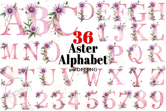 Download Aster Alphabet Clipart Birth Flower Font - Flower Collection