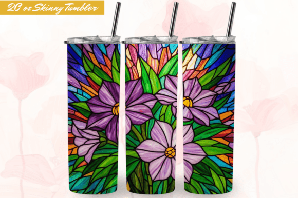 Download Stained Glass Lavender Flowers Tumbler - Flower Collection