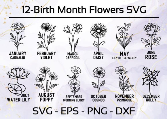 Download Birth Month Flower Svg Bundle Clipart - Flower Collection
