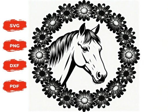 Download Horse Head Daisy Wreath SVG Clipart - Daisy Collection