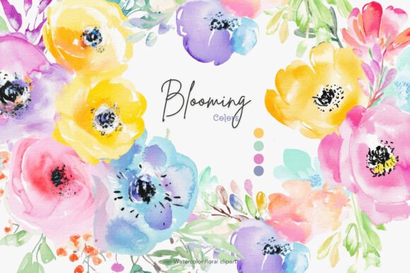 Download Blooming Colors Watercolor Flowers Png - Flower Collection