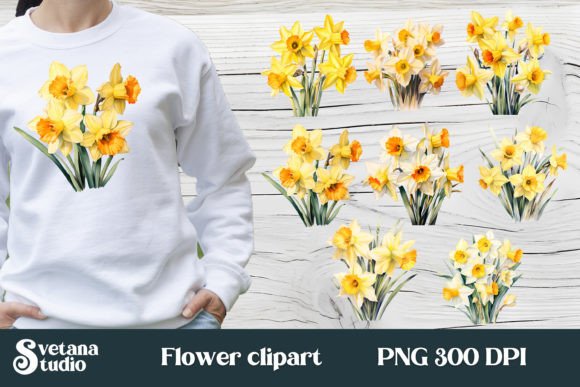 Download Flower Daffodils Clipart Design Bundle - Flower Collection