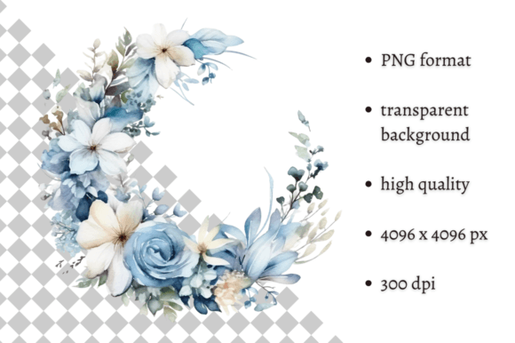 Download Dusty Blue Flowers PNG Illustration - Flower Collection