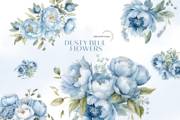 Download Elegant Dusty Blue Flowers Clipart - Flower Collection