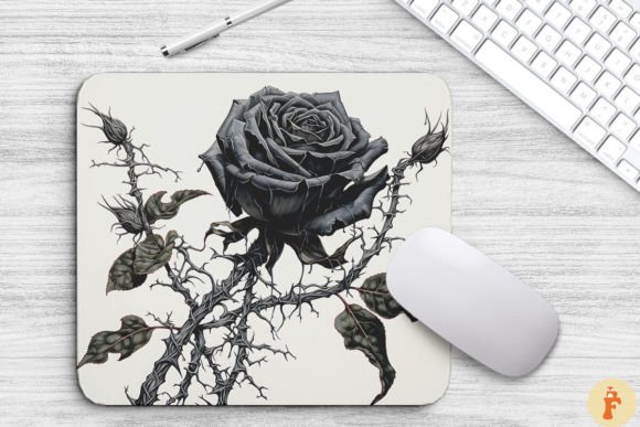 Download Black Rose and Thorns Mouse Pad Design - Premium Bundle