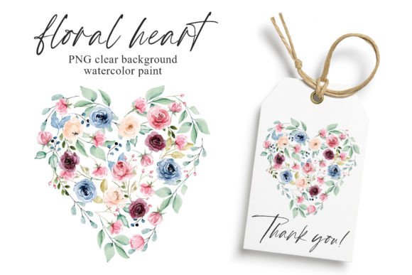 Download Floral Heart with Watercolor Flowers PNG - Flower Collection