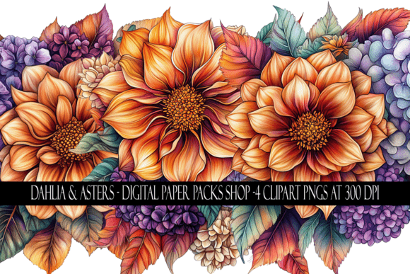 Download Fall Dahlias and Aster Flower Clipart - Flower Collection