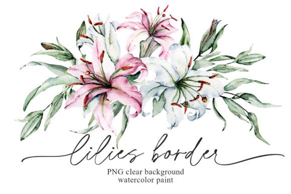 Download Lilies Border, Watercolor Flowers, PNG. - Flower Collection
