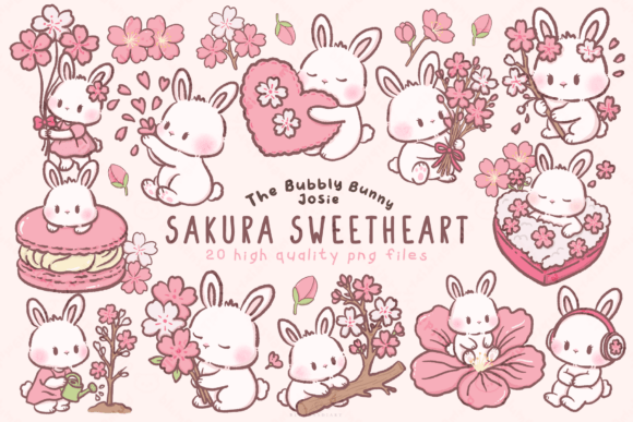 Download Spring Cherry Blossom Bunny Clipart - Blossom Collection