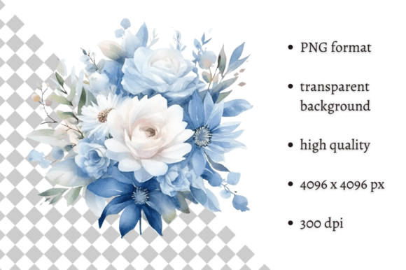 Download Dusty Blue Flowers PNG Illustration - Flower Collection