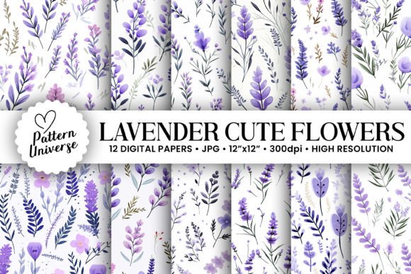 Download Purple Lavender Flowers Digital Paper - Flower Collection