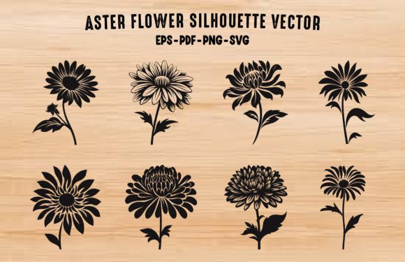 Download Aster Flower Silhouette Vector SVG Set - Flower Collection