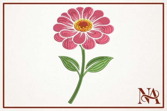 Download Pink Zinnia Flower Embroidery Design - Flower Collection
